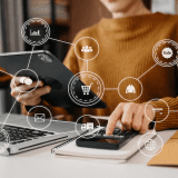 woman hand using laptop smartphone tablet writing notebook office her business online shopping with vr iconxa 71455 1406